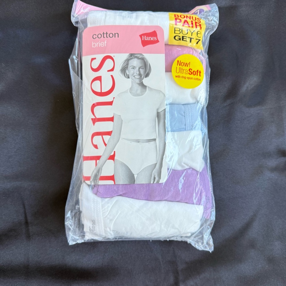 Hanes Cotton Briefs - White,‎ Light Blue, Lavender